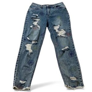TIMAELTOWN distressed flower jeans 9